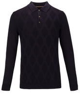 Long Sleeve Diamond Knit Polo